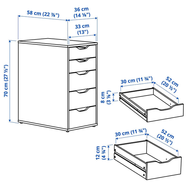 IKEA ALEX Drawer unit, white, 36x70 cm