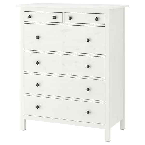 IKEA HEMNES Chest of 6 drawers, white stain, 108x131cm (Sample Clearance)