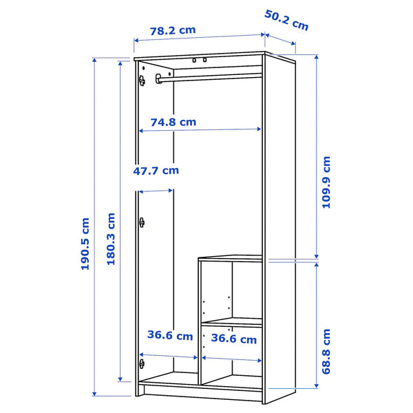 IKEA BRIMNES Wardrobe with 2 doors, white, 78x190 cm