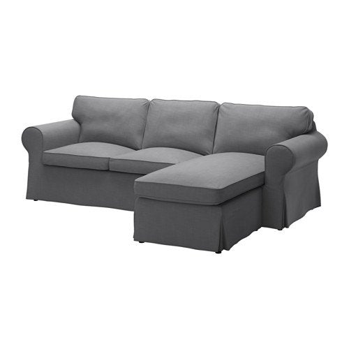 IKEA EKTORP Cover 3-seat sofa w chaise longue, nordvalla dark grey
