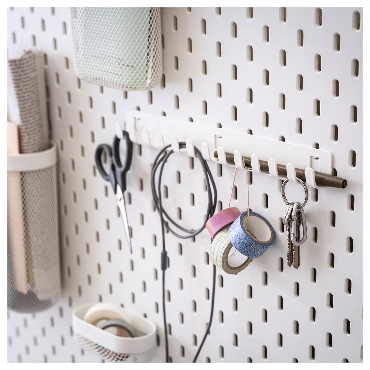 IKEA SKADIS hook rack, white