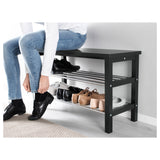 IKEA TJUSIG Bench with shoe storage, black, 81x34x50 cm
