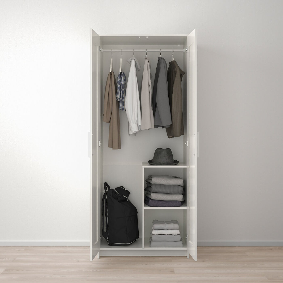 IKEA BRIMNES Wardrobe with 2 doors, white, 78x190 cm
