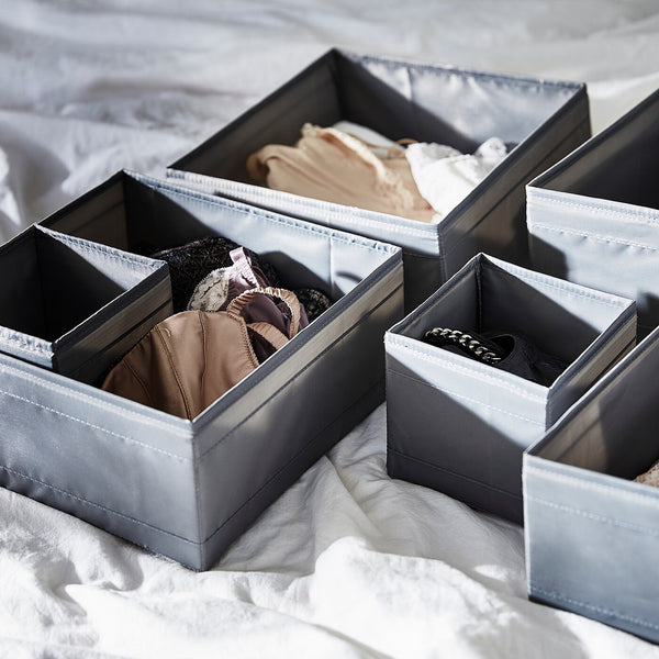 IKEA SKUBB Box, set of 6, dark grey