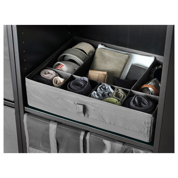 IKEA SKUBB Box with compartments, dark grey, 44x34x11 cm