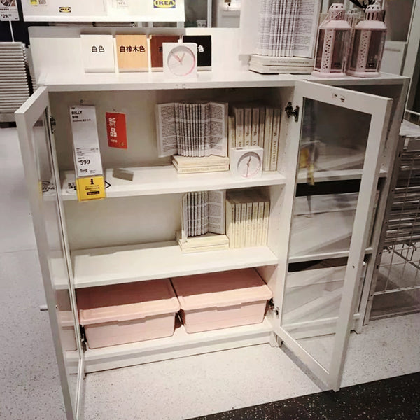 IKEA BILLY Bookcase with glass doors, white, 80x30x106 cm