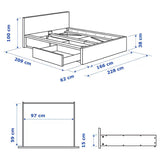 IKEA MALM Bed with 2 drawers, white, Queen