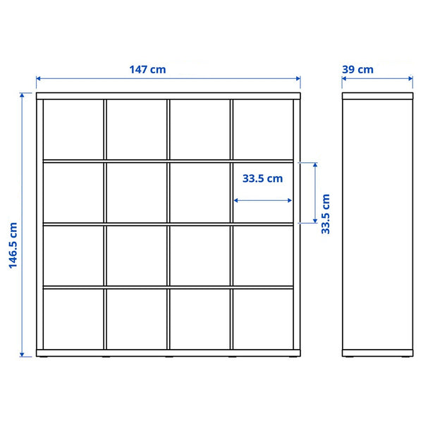 IKEA KALLAX Shelving unit 4x4, white, 147x147 cm