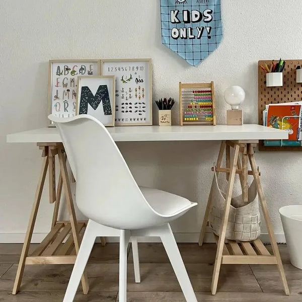 IKEA LAGKAPTEN / MITTBACK Desk, white/birch, 140x60 cm