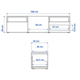IKEA BESTA TV bench w door/2 drawers, oak effect, 180x42x39 cm