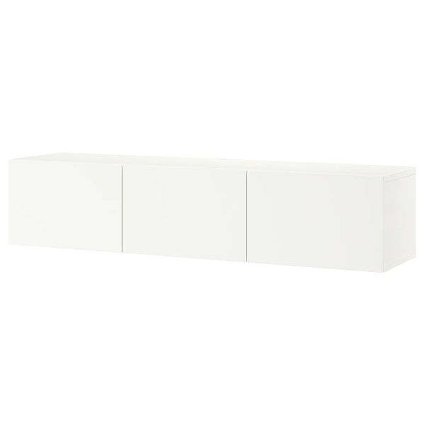 IKEA BESTA wall mounted TV bench with 3 doors, white, 180x42x38 cm