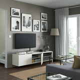IKEA BESTA wall mounted TV bench with 3 doors, white, 180x42x38 cm