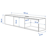 IKEA BESTA wall mounted TV bench with 3 doors, white, 180x42x38 cm