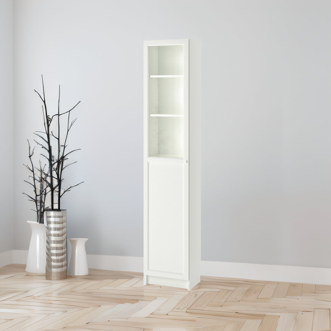 IKEA BILLY Bookcase w panel/glass door, white, 40x30x202 cm