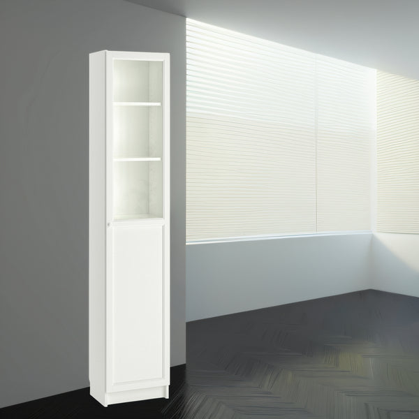 IKEA BILLY Bookcase w panel/glass door, white, 40x30x202 cm