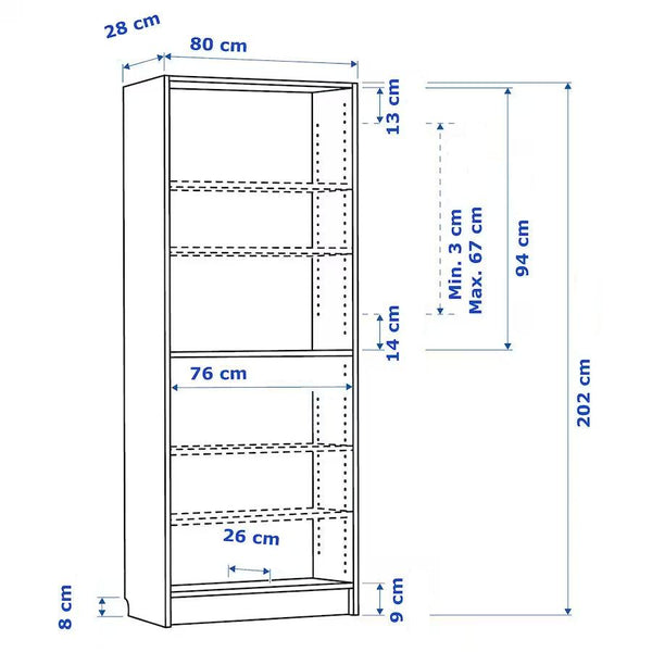IKEA BILLY Bookcase, white, 80x28x202 cm