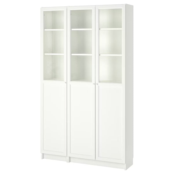 IKEA BILLY Bookcase with panel/glass doors, white, 120x30x202 cm