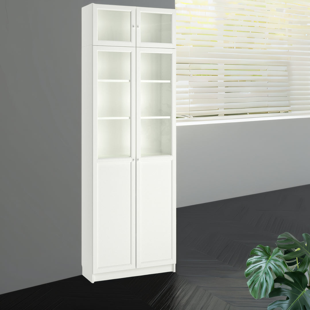 IKEA BILLY Bookcase with doors/extension, white, 80x30x237 cm