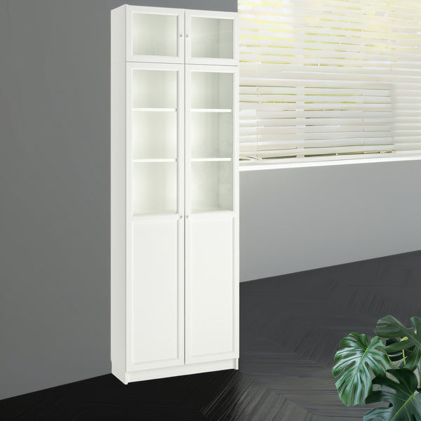 IKEA BILLY Bookcase with doors/extension, white, 80x30x237 cm