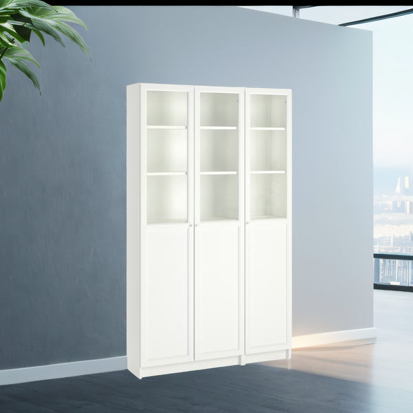 IKEA BILLY Bookcase with panel/glass doors, white, 120x30x202 cm