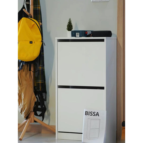 IKEA BISSA Shoe cabinet with 2 doors, white, 49x28x93 cm