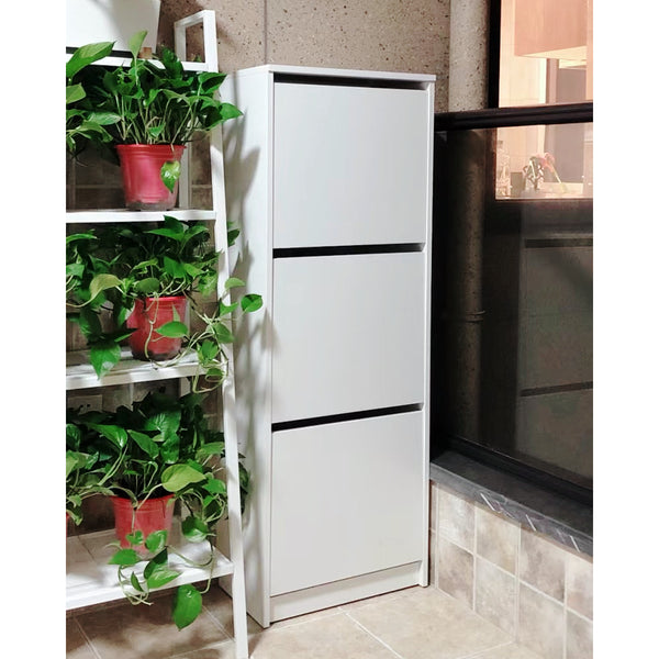 IKEA BISSA Shoe cabinet with 3 doors, white, 49x28x135 cm