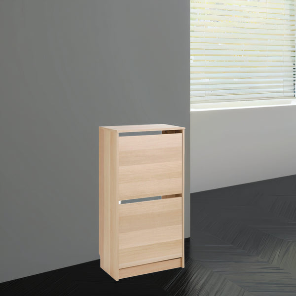 IKEA BISSA Shoe cabinet with 2 compartments, oak effect, 49x28x93 cm