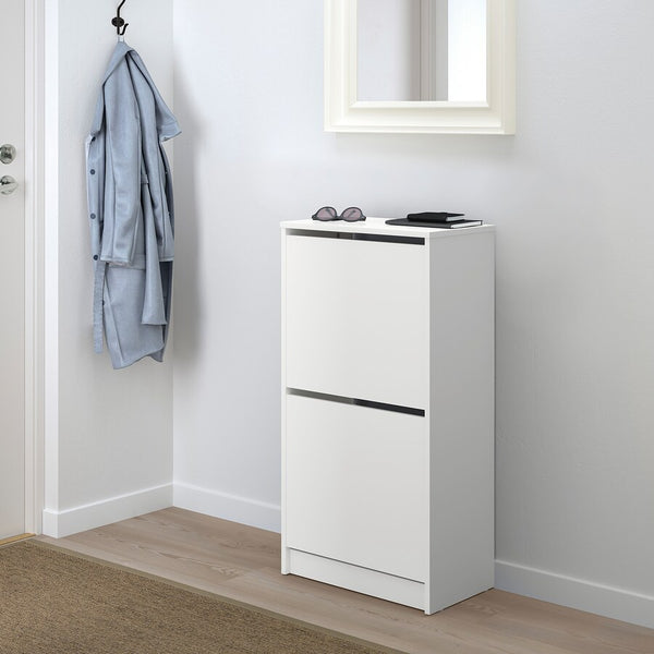 IKEA BISSA Shoe cabinet with 2 doors, white, 49x28x93 cm