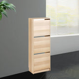 IKEA BISSA shoe cabinet with 3 compartments, oak effect, 49x28x135 cm