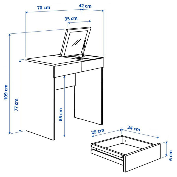 IKEA BRIMNES Dressing table, white, 70x42 cm