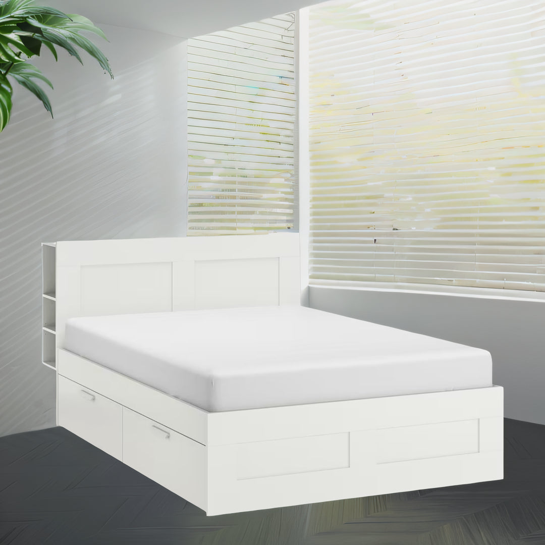 IKEA BRIMNES Bed with headboard, white, Queen