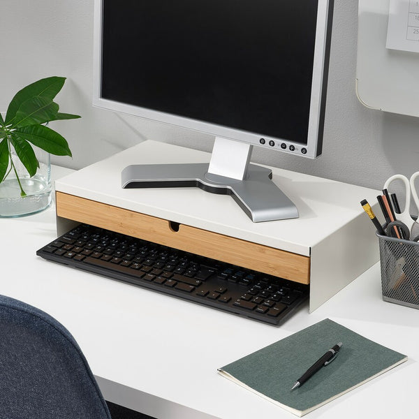 IKEA ELLOVEN Monitor stand with drawer, white, 47x26 cm