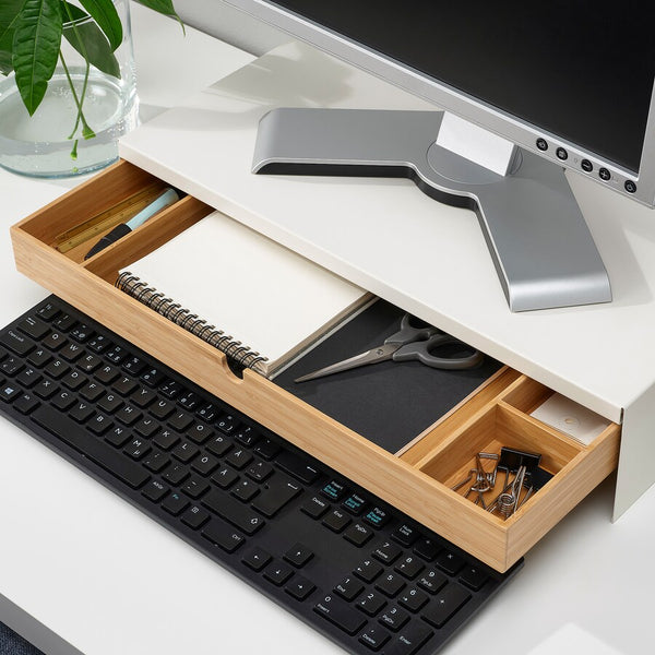 IKEA ELLOVEN Monitor stand with drawer, white, 47x26 cm
