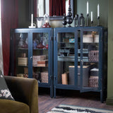 IKEA FABRIKOR Glass-door cabinet, black-blue, 81x113 cm