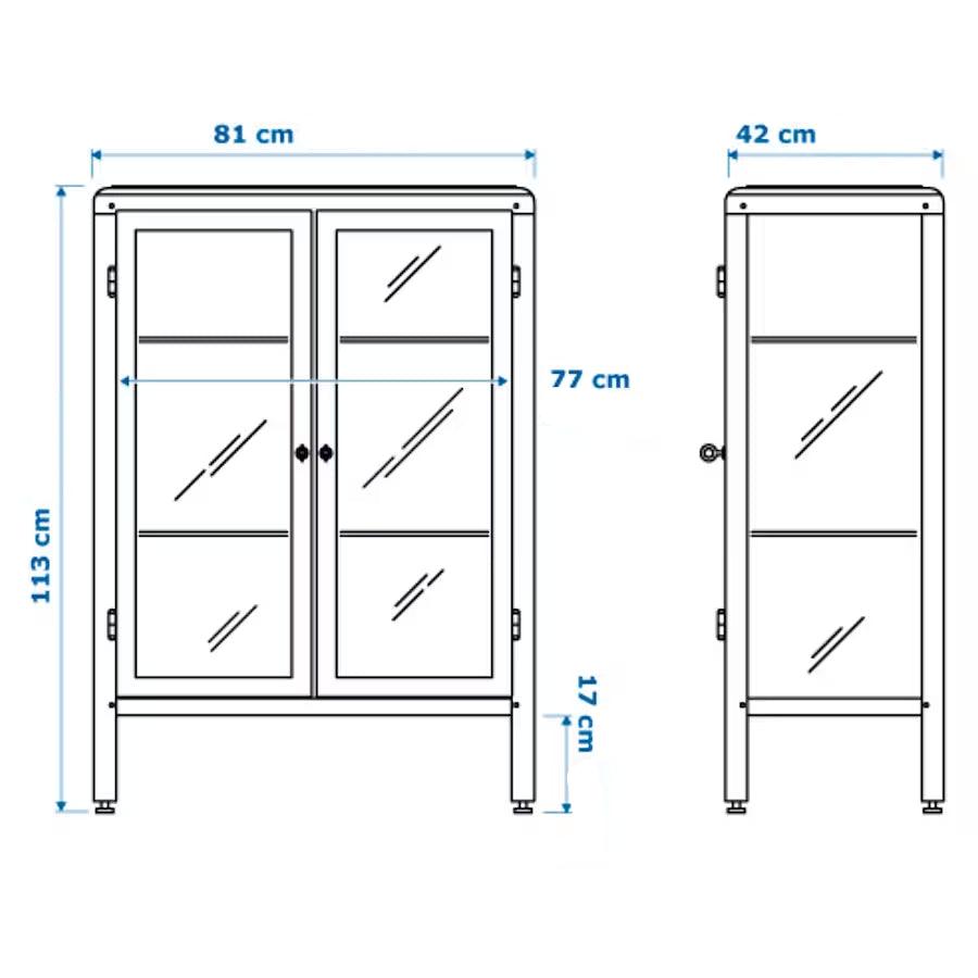 IKEA FABRIKOR Glass-door cabinet, black-blue, 81x113 cm
