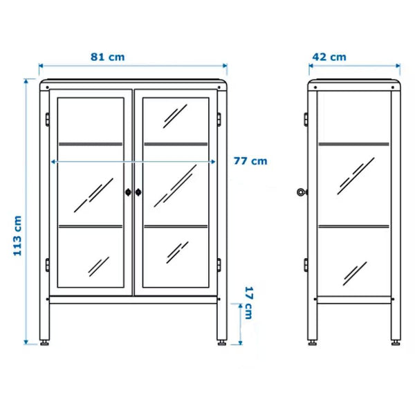 IKEA FABRIKOR Glass-door cabinet, black-blue, 81x113 cm
