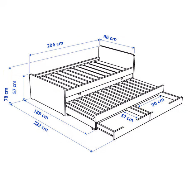 IKEA SLAKT Bed with underbed/2 mattresses, white, 90x200 cm