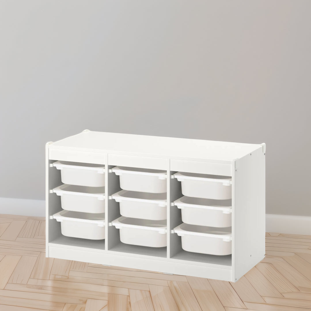 IKEA TROFAST Storage with 9 boxes, white, 99x44x56 cm