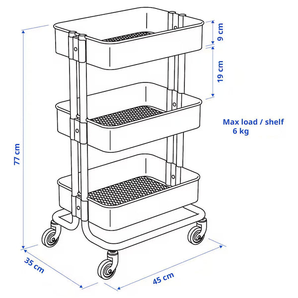 IKEA RASKOG Trolley, white, 35x45x77 cm