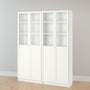 IKEA BILLY Bookcase with glass/panel doors, white, 160x30x202 cm