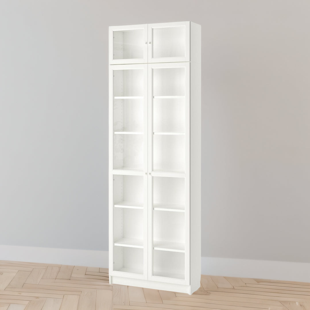 IKEA BILLY Bookcase with doors/extension, white, 80x30x237 cm