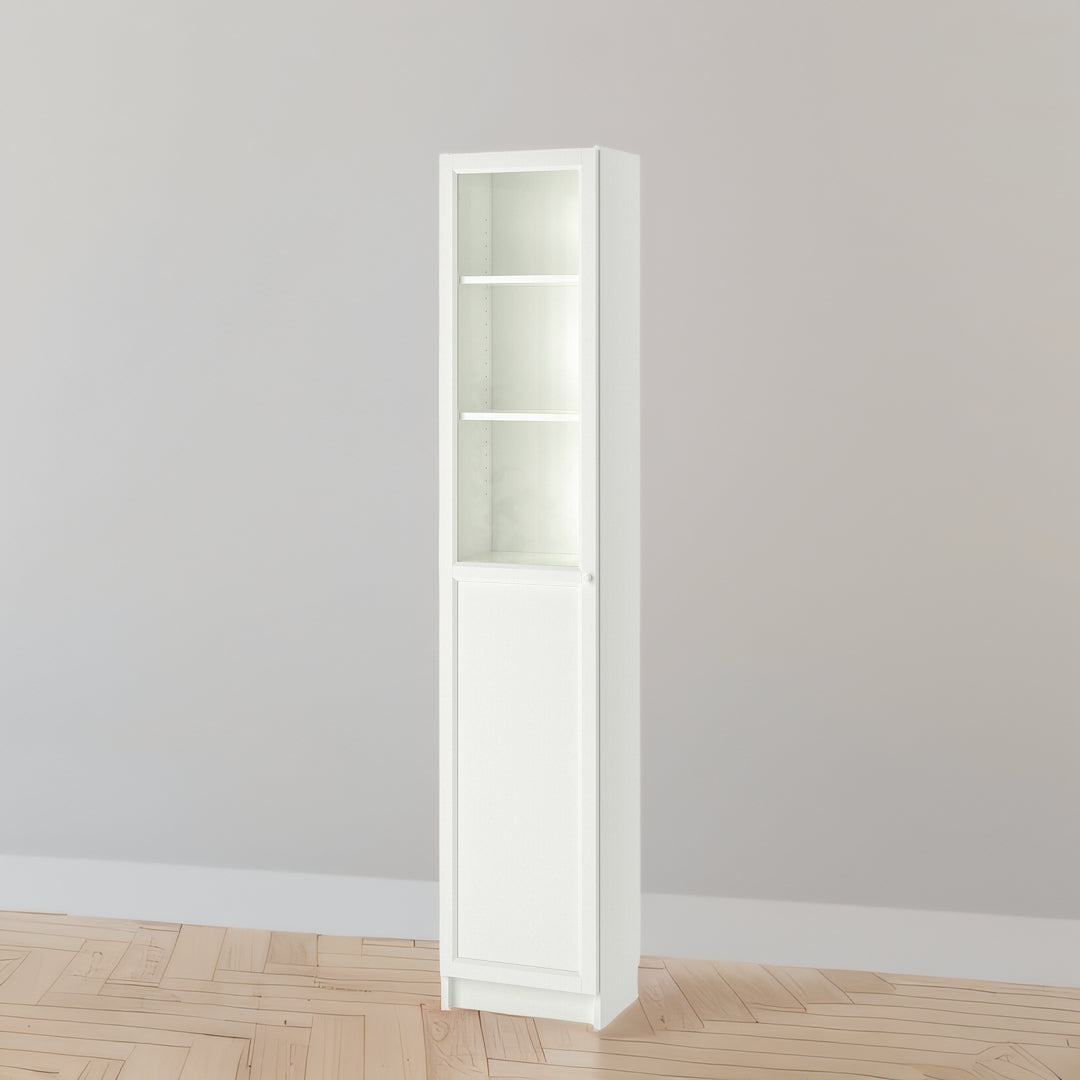 IKEA BILLY Bookcase w panel/glass door, white, 40x30x202 cm