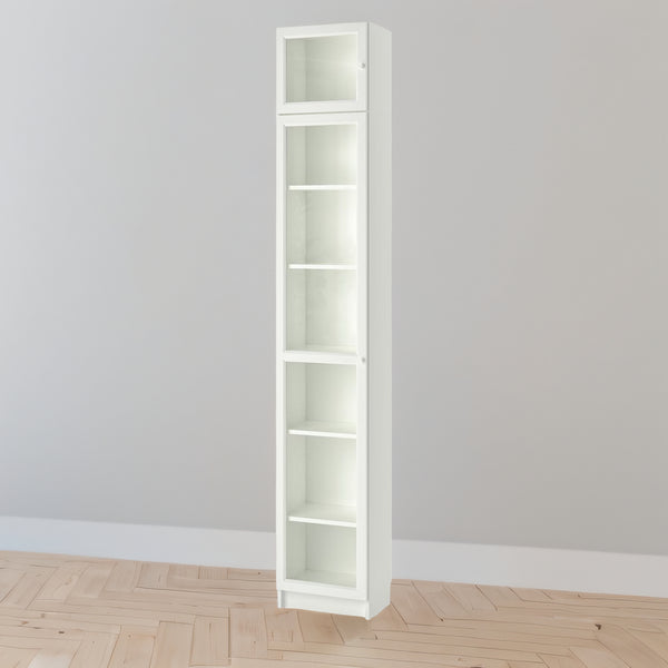 IKEA BILLY Bookcase w glass doors/extension, white, 40x30x237 cm