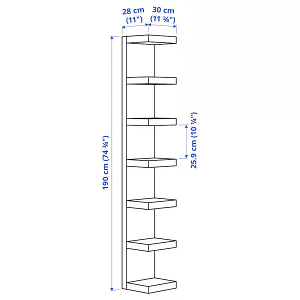 IKEA LACK Wall shelf unit, white, 30x190 cm