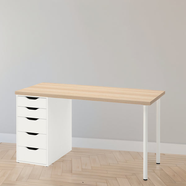 IKEA LAGKAPTEN / ALEX Desk, oak/white, 140x60 cm