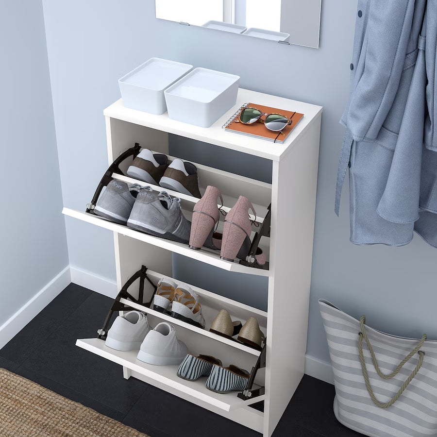 IKEA BISSA Shoe cabinet with 2 doors, white, 49x28x93 cm