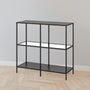 IKEA VITTSJO Shelving unit, black-brown/glass, 100x93 cm