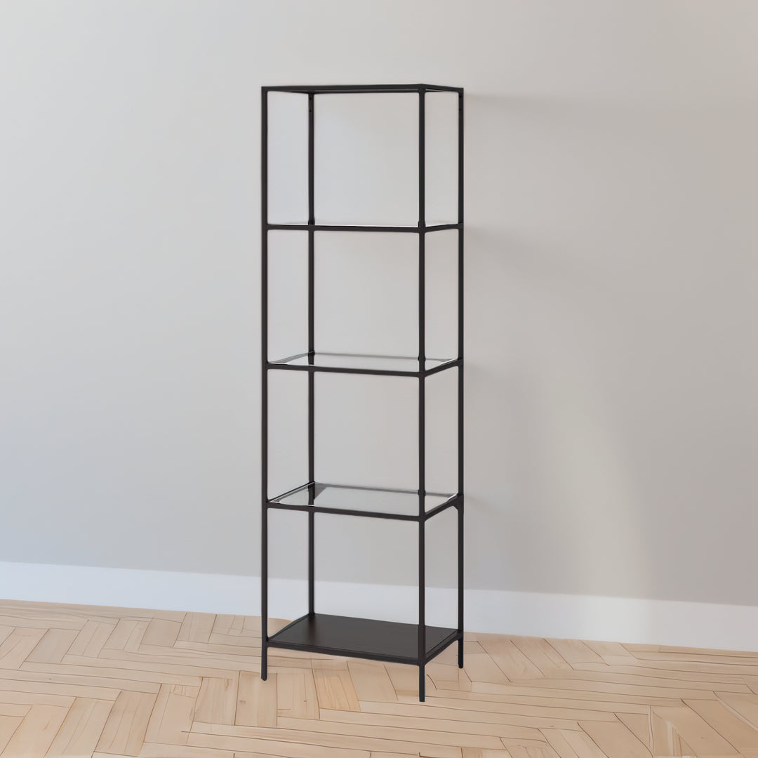 IKEA VITTSJO Shelving unit, black-brown/glass, 51x175 cm