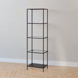 IKEA VITTSJO Shelving unit, black-brown/glass, 51x175 cm