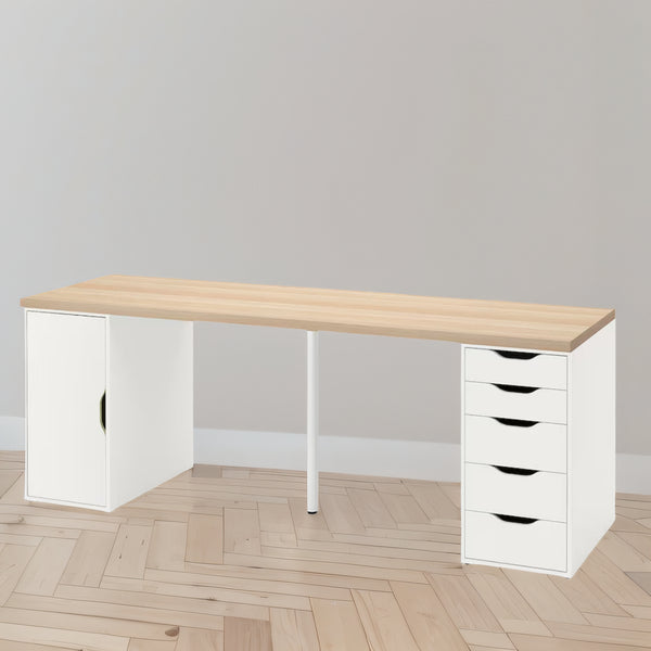 IKEA LAGKAPTEN / 2 ALEX drawer/storage Desk, oak/white, 200x60 cm